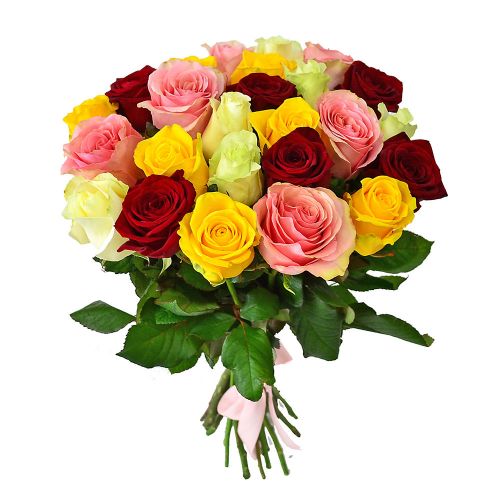 Купить 31-ну разноцветную розу с доставкой по Томску